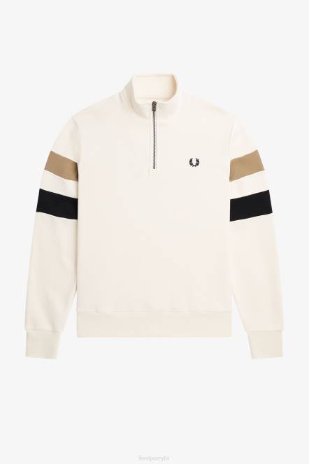 Fred Perry muškarci trenirka s vrhom rukava s pola patentnim zatvaračem N42N416 odjeća ekru