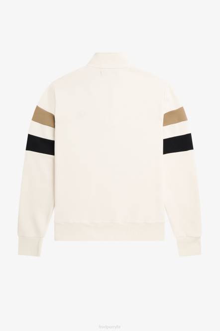 Fred Perry muškarci trenirka s vrhom rukava s pola patentnim zatvaračem N42N416 odjeća ekru