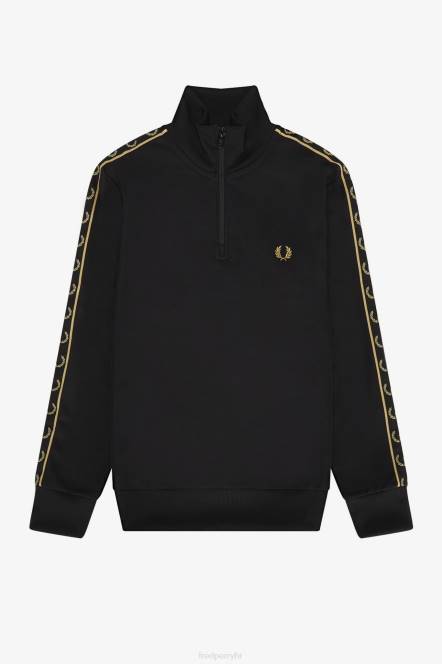 Fred Perry muškarci zalijepljeni gornji dio trake s polupasferšlusom N42N11 odjeća crno zlato