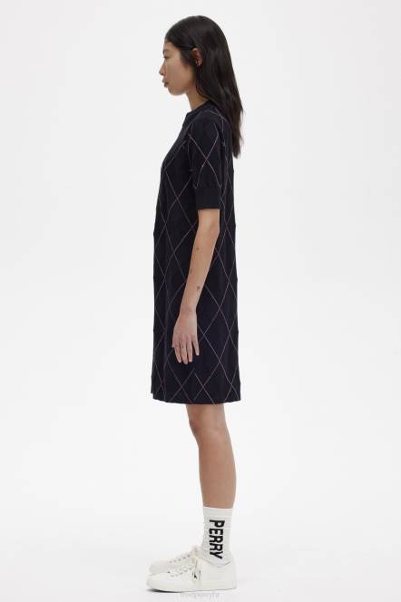 Fred Perry žene argyle pletena haljina N42N617 odjeća crno