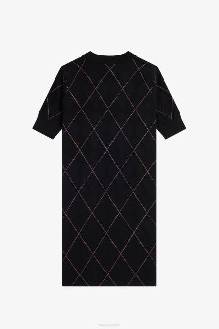 Fred Perry žene argyle pletena haljina N42N617 odjeća crno