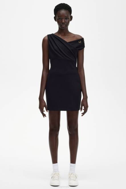 Fred Perry žene haljina spuštenih ramena N42N623 odjeća crno