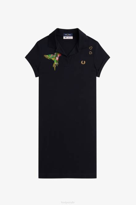 Fred Perry žene izvezena pike haljina N42N621 odjeća crno