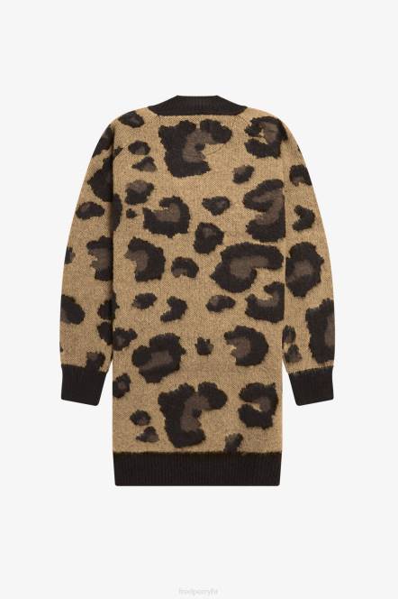 Fred Perry žene leopard pletena haljina N42N616 odjeća crno