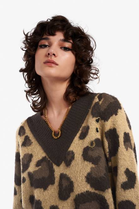 Fred Perry žene leopard pletena haljina N42N616 odjeća crno