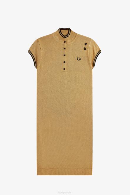 Fred Perry žene metalik pletena haljina N42N618 odjeća zlato