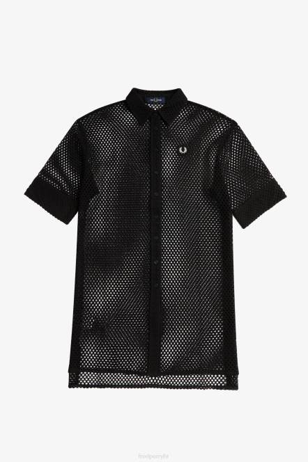 Fred Perry žene otvorena pletena košulja haljina N42N603 odjeća crno