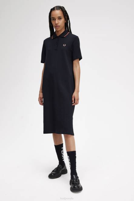 Fred Perry žene pike haljina s podijeljenim detaljima N42N622 odjeća crno