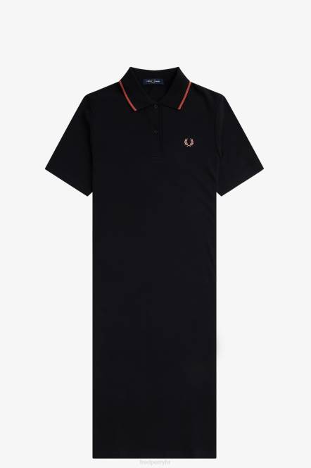 Fred Perry žene pike haljina s podijeljenim detaljima N42N622 odjeća crno