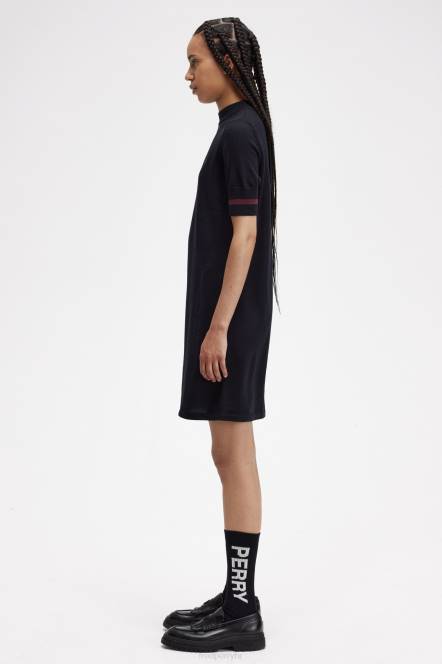 Fred Perry žene pletena haljina s manžetama N42N620 odjeća crno
