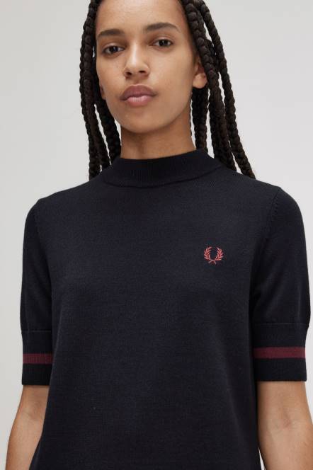 Fred Perry žene pletena haljina s manžetama N42N620 odjeća crno
