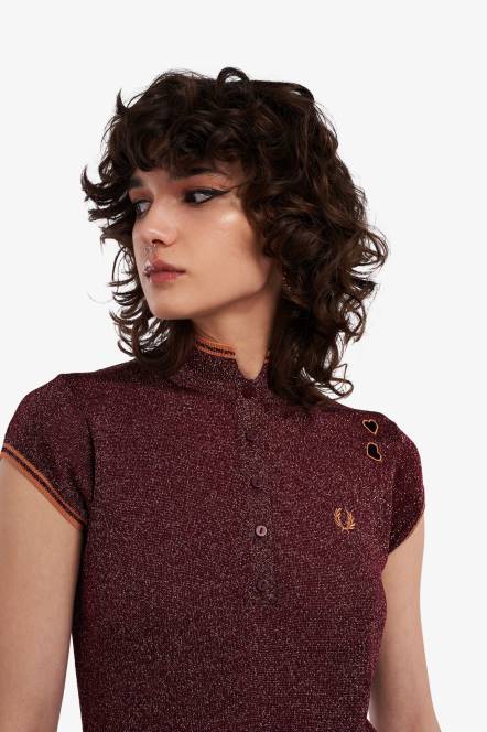 Fred Perry žene metalik pletena košulja N42N637 odjeća crno