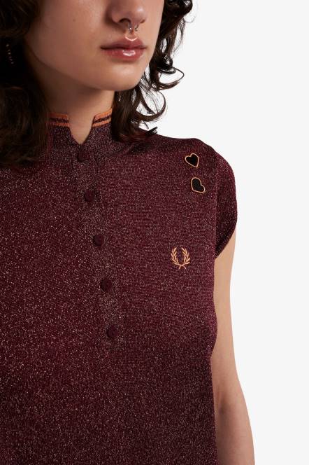 Fred Perry žene metalik pletena košulja N42N637 odjeća crno