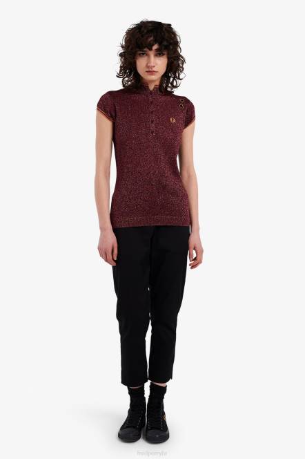 Fred Perry žene metalik pletena košulja N42N637 odjeća crno