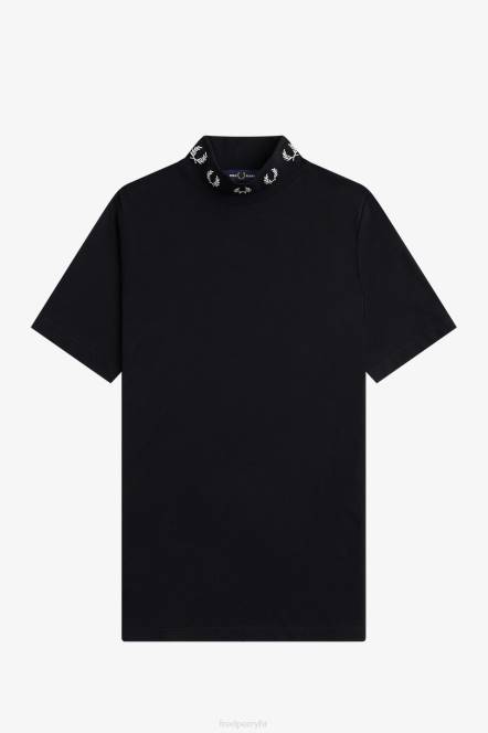 Fred Perry žene majica s lovorovim vijencem s visokim ovratnikom N42N653 odjeća crno