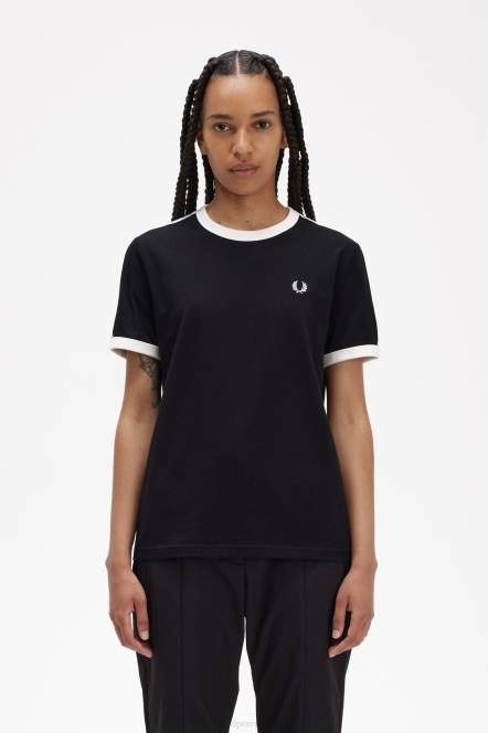 Fred Perry žene oblijepljena ringer majica N42N657 odjeća crno