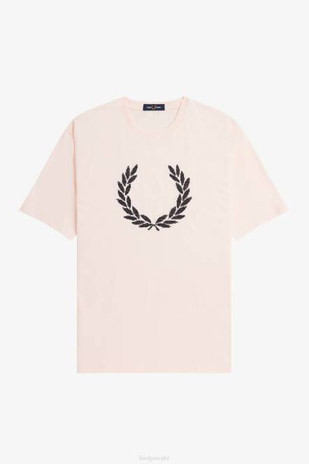 Fred Perry žene odvažna majica s lovorovim vijencem N42N664 odjeća svilenkasta breskva