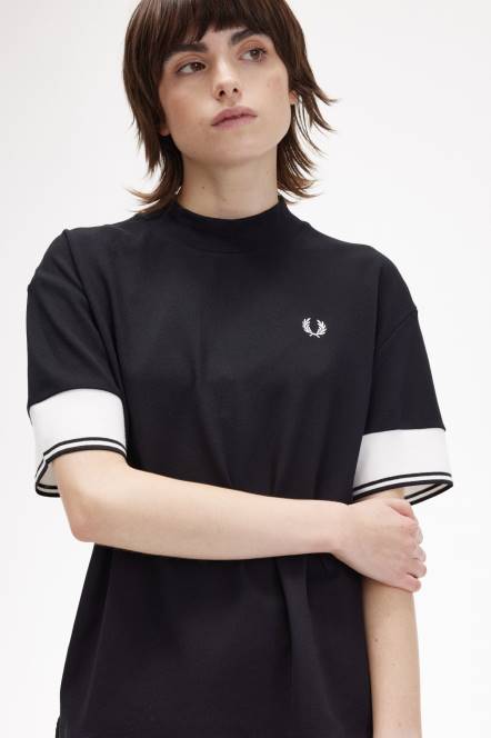 Fred Perry žene pique majica kratkih rukava s vrhom N42N652 odjeća crno