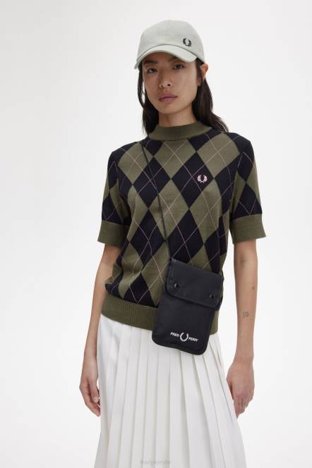 Fred Perry žene džemper kratkih rukava od argylea N42N685 odjeća jednolična zelena