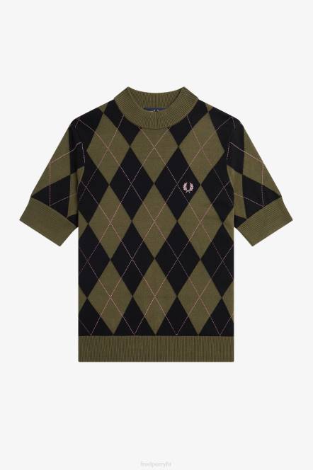 Fred Perry žene džemper kratkih rukava od argylea N42N685 odjeća jednolična zelena