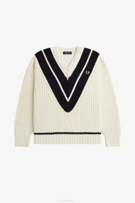 Fred Perry žene džemper s v-izrezom N42N687 odjeća ekru