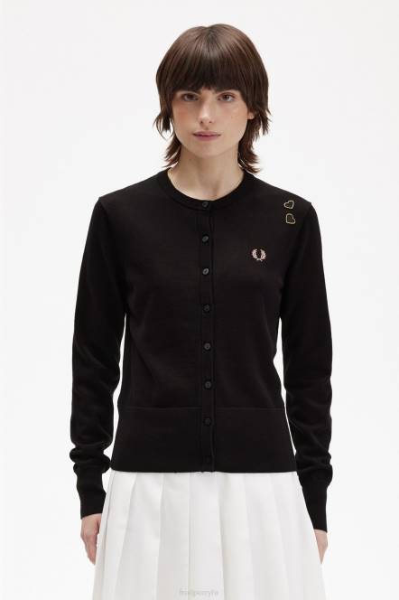 Fred Perry žene dugmad iako kardigan N42N666 odjeća crno