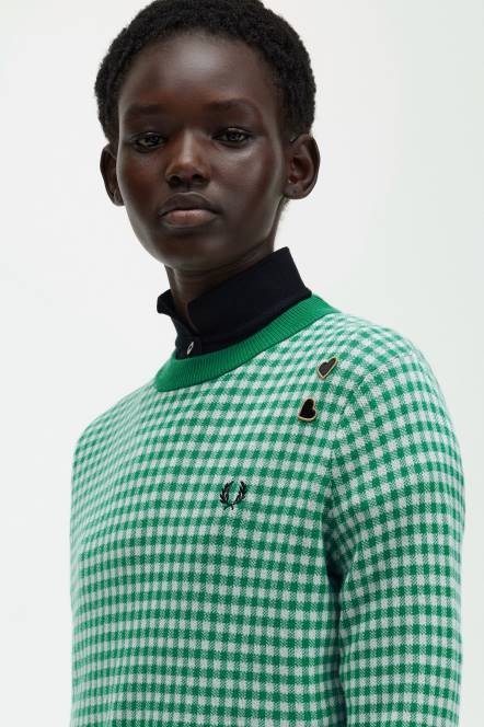 Fred Perry žene gingham džemper N42N677 odjeća zelena