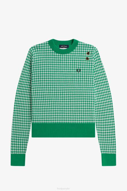 Fred Perry žene gingham džemper N42N677 odjeća zelena