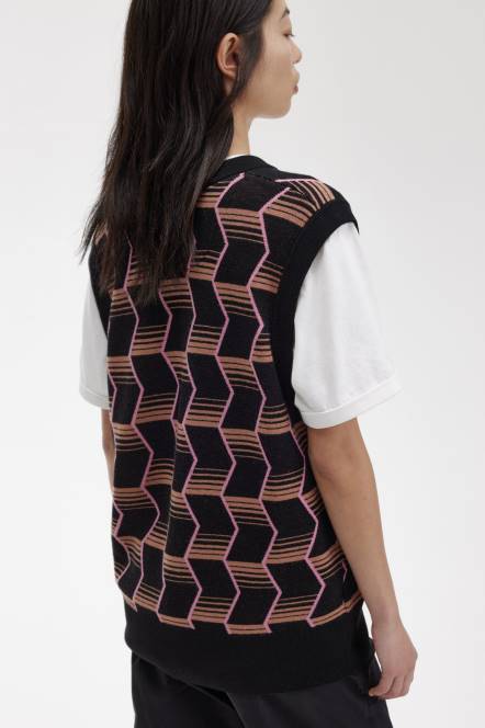 Fred Perry žene jacquard pleteni spremnik N42N675 odjeća crno