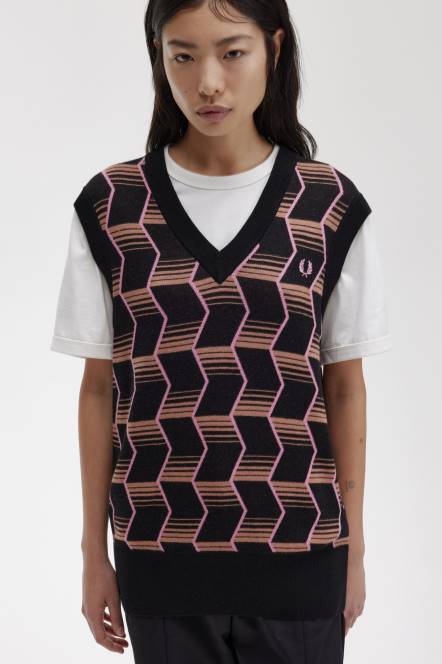 Fred Perry žene jacquard pleteni spremnik N42N675 odjeća crno