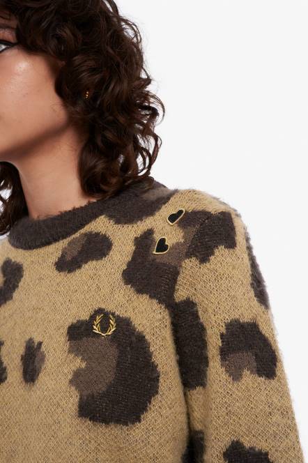 Fred Perry žene leopard skakač N42N676 odjeća crno