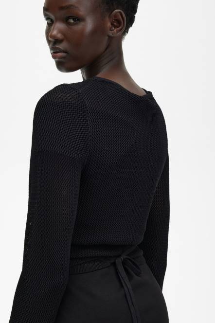 Fred Perry žene otvoreni pleteni kardigan na omot N42N679 odjeća crno