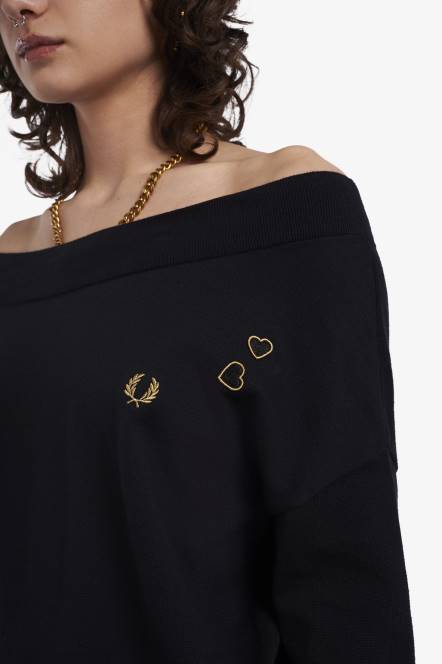 Fred Perry žene pleteni top s otvorenim ramenima N42N683 odjeća crno