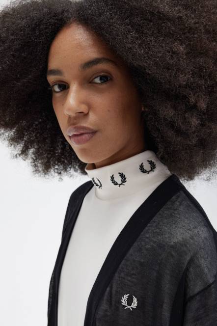 Fred Perry žene prozirni kardigan s v-izrezom N42N667 odjeća crno