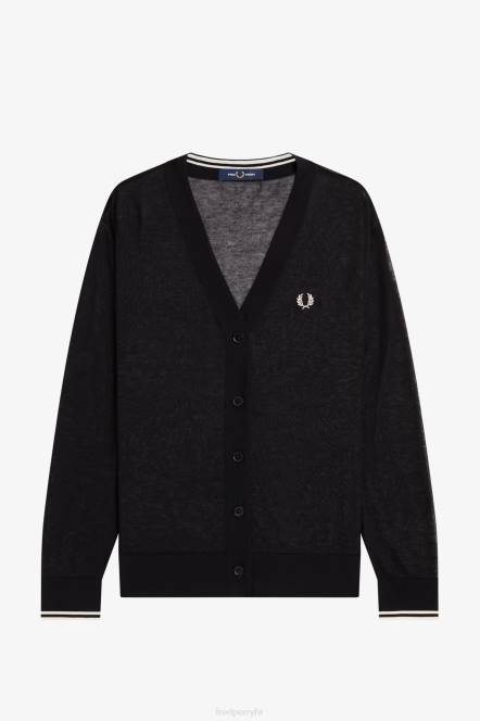 Fred Perry žene prozirni kardigan s v-izrezom N42N667 odjeća crno