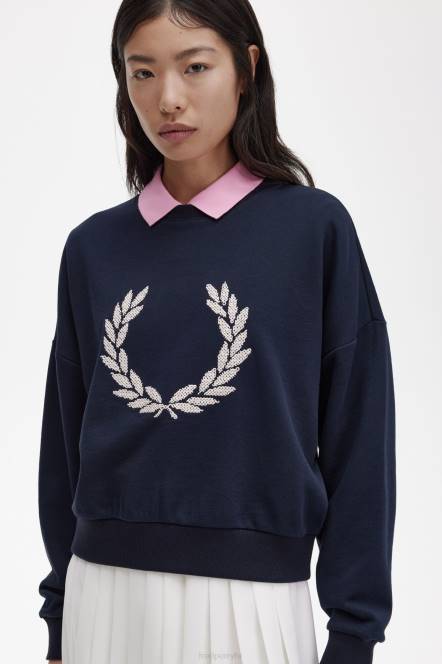 Fred Perry žene odvažna majica s lovorovim vijencem N42N648 odjeća mornarica