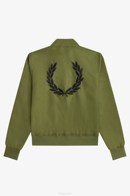 Fred Perry žene Jakna s podstavom s printom i zatvaračem N42N593 odjeća zelena parka