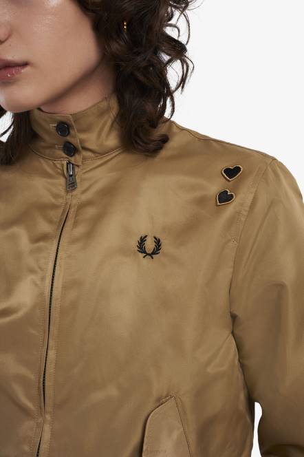 Fred Perry žene Jakna s podstavom s printom i zatvaračem N42N599 odjeća crno