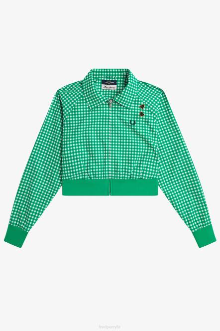 Fred Perry žene izvezena gingham jakna N42N598 odjeća zelena